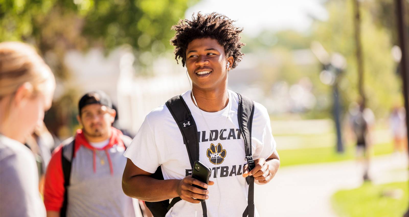A WSC student walks across campus