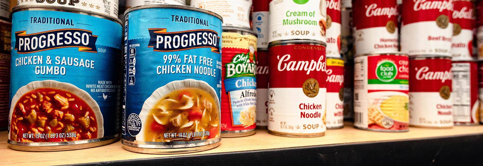 Cans of food at the Student Food Pantry