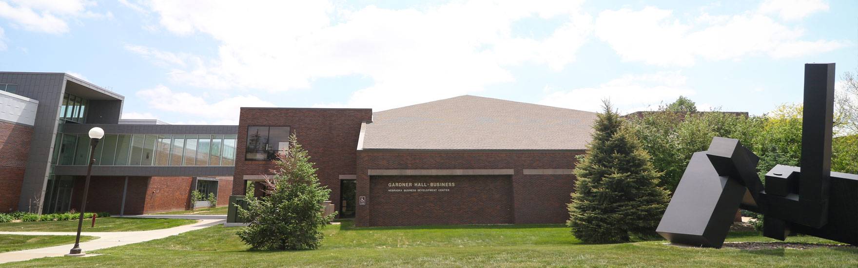 Gardner Hall pictured with a sky walk connecting to the CAT building