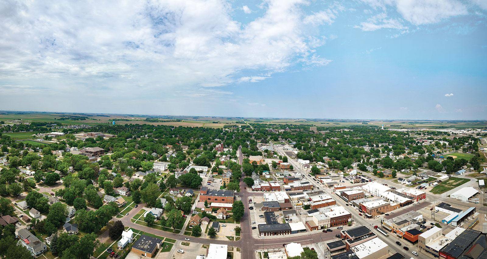 An aerial view of Wayne, Nebraska