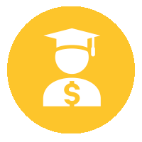 Icon of grad cap and dollar sign