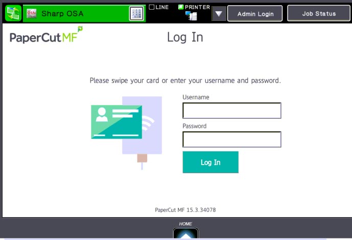 login screen