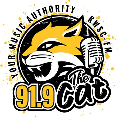 KWSC-FM radio logo, 91.9 The Cat - "Your Music Authority"