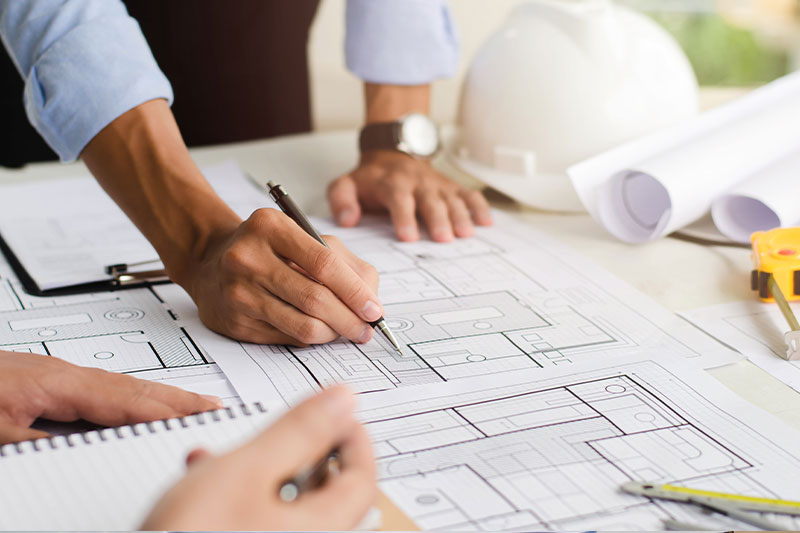 Drafting degree concept featuring architectural renderings