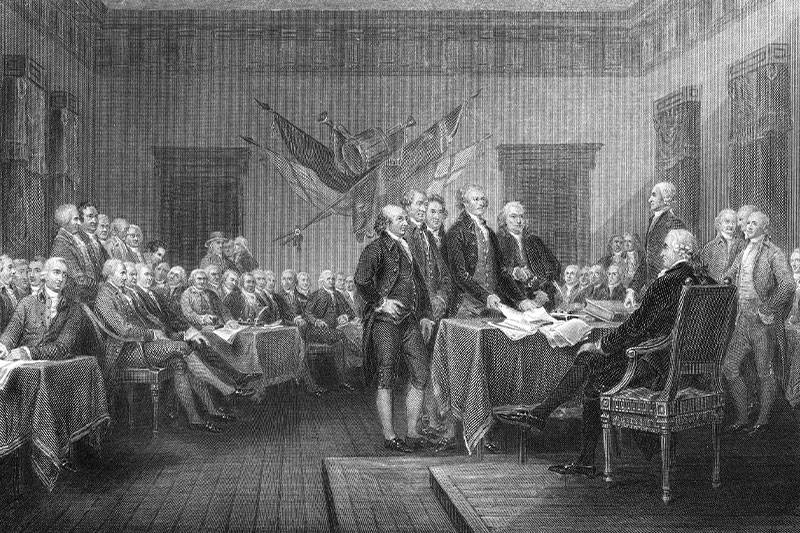 History degree concept featuring the signers of the Declaration of Independence