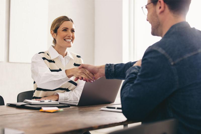 A human resources director conducts an interview