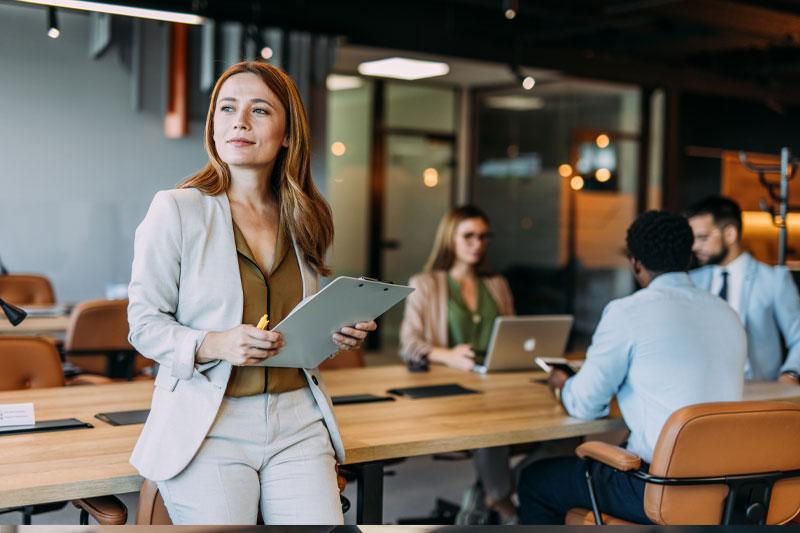 A business leader manages a small group