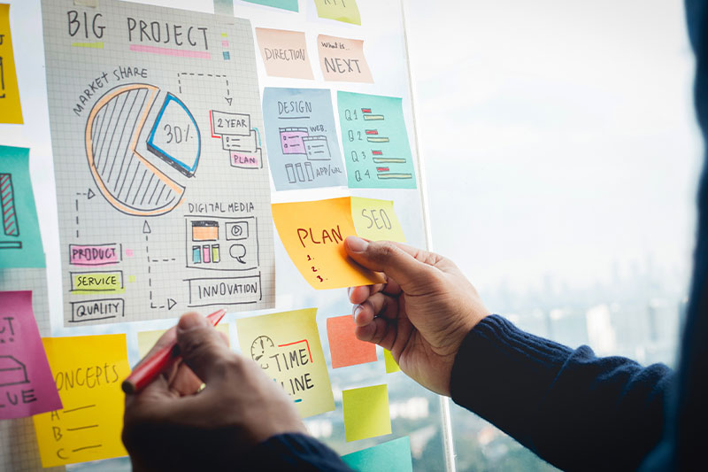 Marketing degree concept featuring a marketing planner