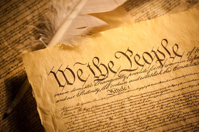 Political science education degree concept featuring the Declaration of Independence