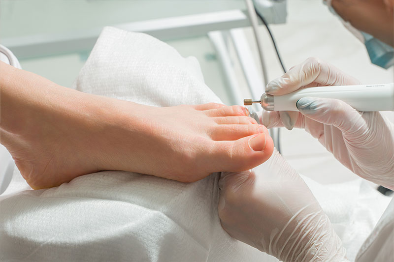 Pre-podiatric medicine degree concept featuring a podiatrist examining a patient&#039;s foot