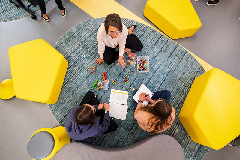 Special education degree students work in an education lab at WSC