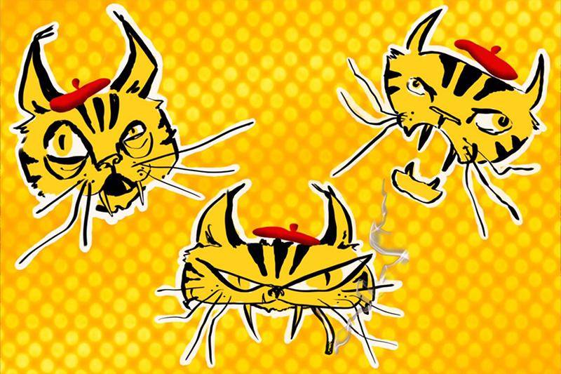 Graphic image of three cartoon cats