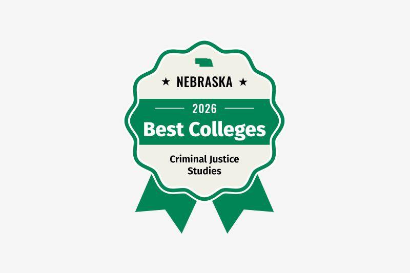 Best colleges for criminal justice in Nebraska award badge