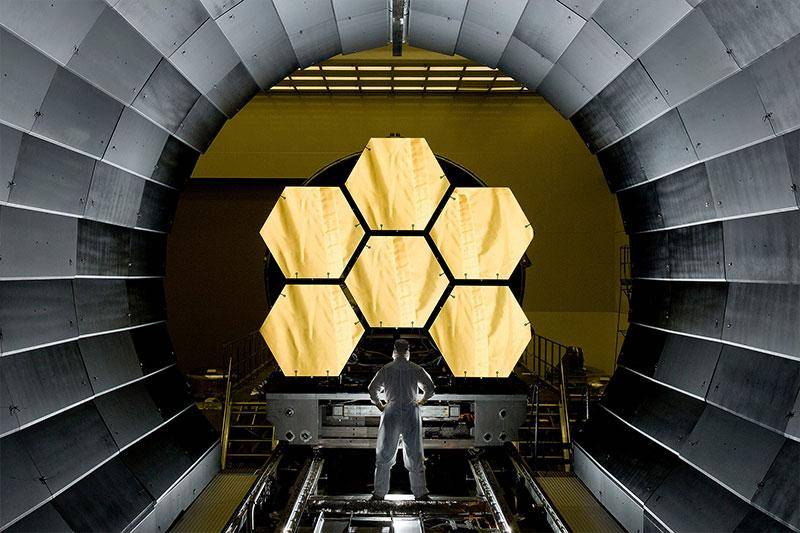 A photo of the James Webb Telescope