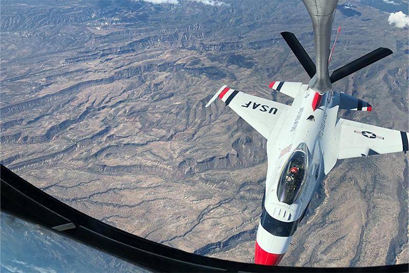 View of a U.S. Air Force Thunderbird during refueling