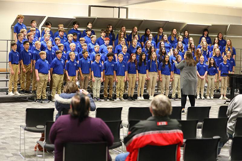 The Wayne Junior High Choir performs at the 2024 Middle School Music Festival