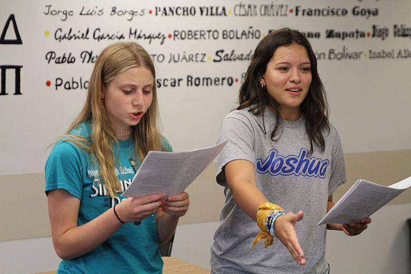 Photo of two students participating in Speech Camp