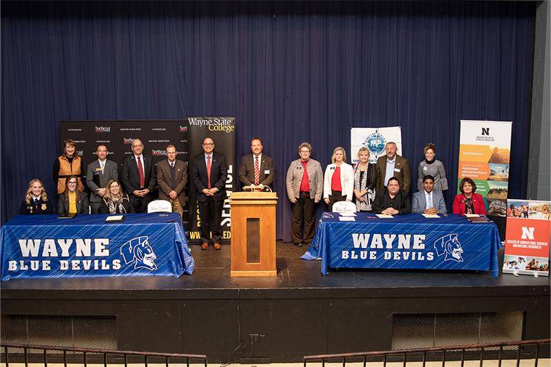 School representatives participating in the signing of the agriculture compact at the Wayne Junior-Senior High School