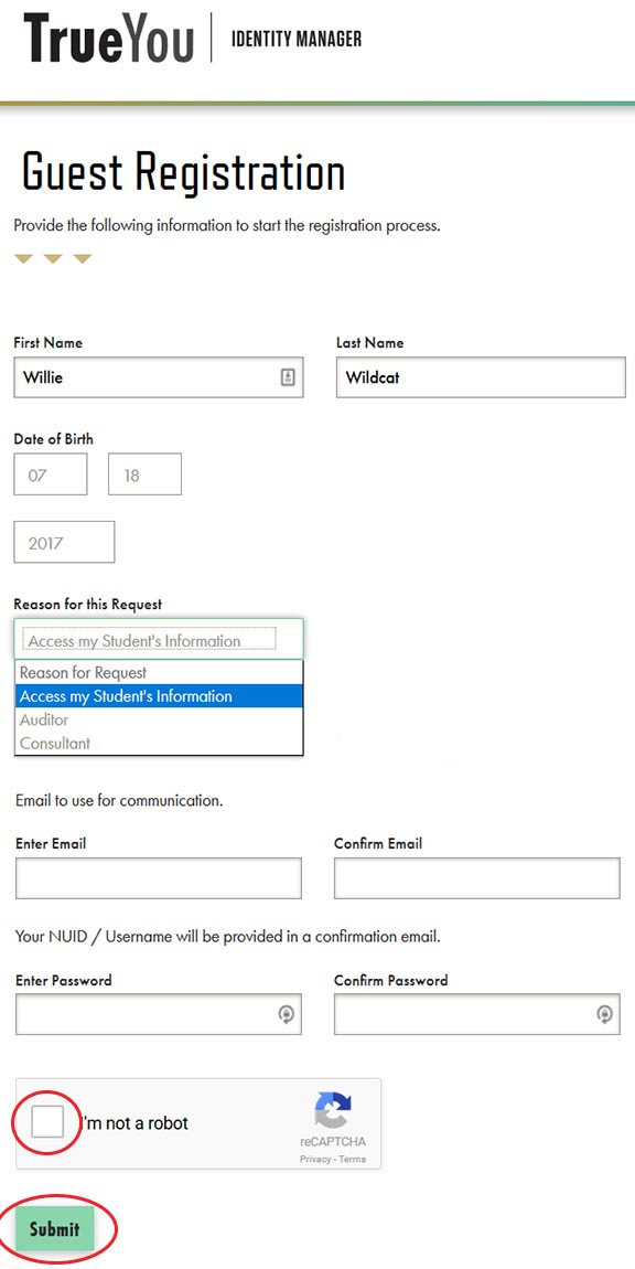 Paren taccess sailpoint guest registration