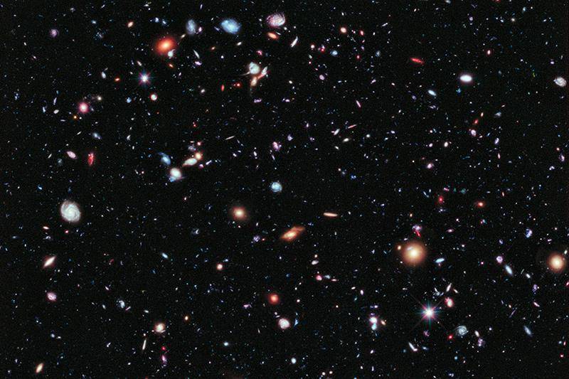 Graphic showing galaxies in space