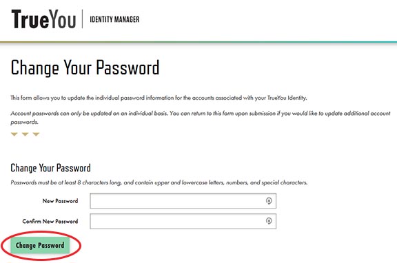 TrueYou change password 2